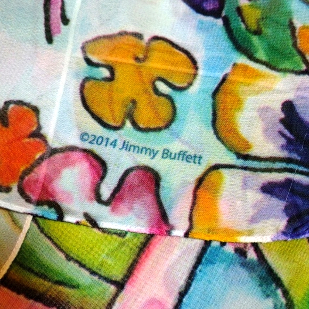 Colorful Floral Jimmy Buffett 2014 Tour Scarf "This 1's For You" By MB Hanrahan - Picture 6 of 6